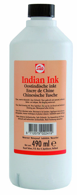 Royal Talens Indian Ink Black 490mL or 16oz bottle. Made in Netherlands.